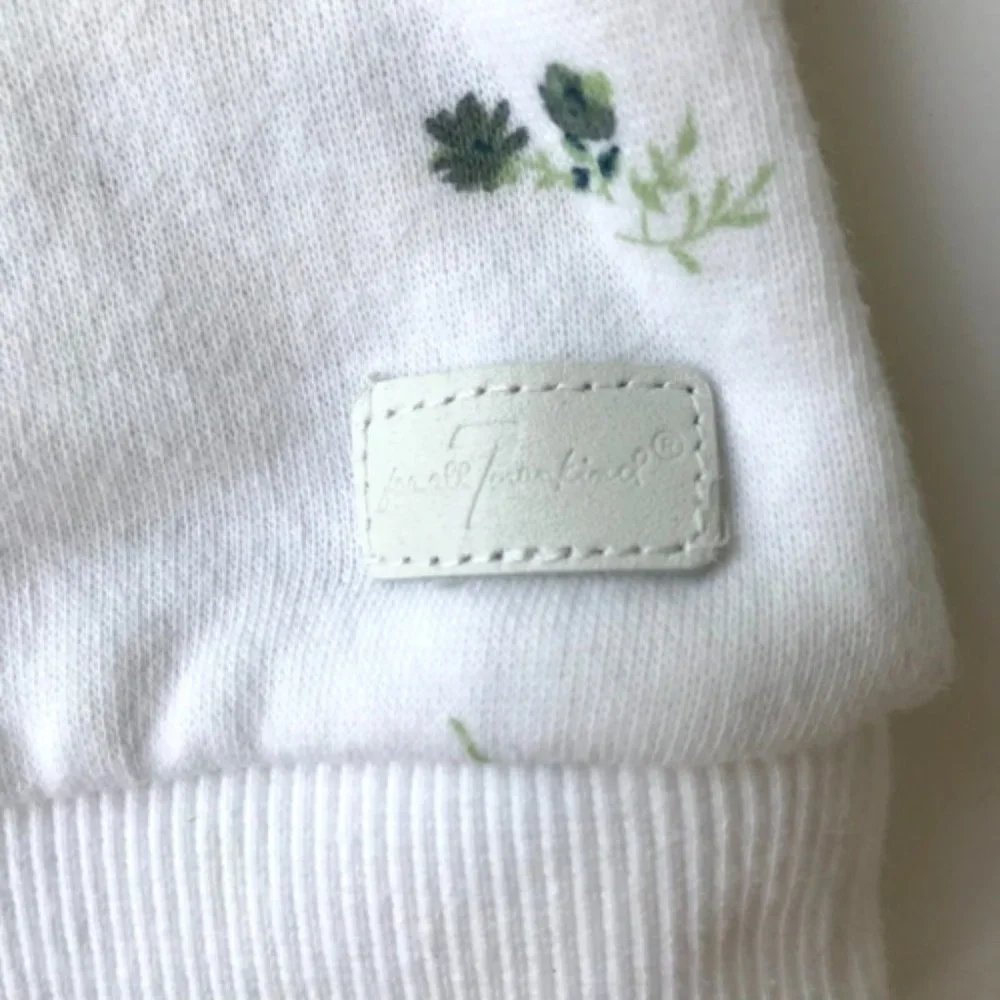 7 For All Mankind Sweatshirt Top Baby 12M Month White Floral Button Keyh…